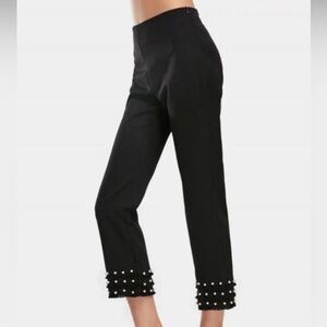 Zara Black Cropped Pants with Pearl Details